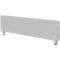 Grijze, rechthoekige bureauscheiding met twee witte klemmen.