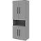 Aktenschrank BARI, 6 OH, 3 Böden, 1 offenes Fach, B 819 x T 430 x H 2174 mm, mittelgrau/mittelgrau