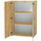 Aktenschrank MONTERIA, Front & Abdeckplatte aus Glas, abschließbar, 3 OH, B 800 x T 370 x H 1200 mm, Navarra Eiche/weiß