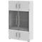 Aktenschrank TEQSTYLE, 4 OH, 1 Glasboden, B 800 x T 419 x H 1465 mm, weiß/weiß