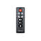 Graue Albrecht Fernbedienung mit An/Aus-Taste, Tasten 1-4, Lautstärkeregelung und Home-Button auf weißem Hintergrund.