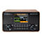 Digitalradio Albrecht DR 865 mit Holzgehäuse, schwarzer Front und beleuchtetem Display.