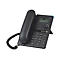 Schwarzes Alcatel-Lucent IP-Telefon mit Hörer, Display und Tastatur auf weißem Hintergrund.