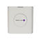Quadratischer, weißer Alcatel-Lucent Router mit violettem Logo auf einem grauen Kreis in der Mitte.