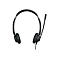 Schwarzes On-Ear-Headset mit verstellbarem Kopfbügel und Mikrofonarm vor weißem Hintergrund.