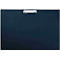 Dark blue clipboard, silver clip. The surface appears to be slightly textured.