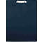 A dark blue clipboard. At the top is a silver clip.