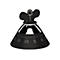 Schwarzer, kegelförmiger Kurzzeitmesser mit einer kleinen Kurbel oben auf weißem Hintergrund.