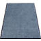 Alfombra gris rectangular con borde negro. La superficie es ligeramente texturizada.