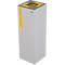 Gray rectangular trash can, top with yellow insert and yellow markings, lettering 'GRÜNER PUNKT' in yellow.