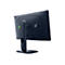 Moniteur bleu foncé vu de dos, avec un pied, un logo et un logo coloré.