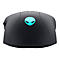 Schwarze Gaming-Maus mit Alien-Logo und blauer Beleuchtung.