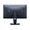 Rückseite eines dunkelblauen Monitors. Der Ständer ragt mittig nach unten heraus. Oben links das Alienware-Logo.