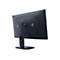 Dunkelblauer Monitor von hinten. Sichtbar sind Logos, Aussparungen und Anschlüsse. Der Standfuß ist oval und rund.