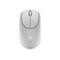 Hellgraue Computermaus, Draufsicht. Auf der Oberseite befindet sich ein Scrollrad und ein Logo.