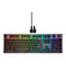 Graue Alienware-Gaming-Tastatur mit farbiger Beleuchtung und mit separatem USB-Empfänger.