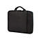 Schwarze Laptoptasche mit Griff und Reißverschluss. Logo auf der Vorderseite.