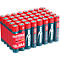 40 AAA batteries, blue, red, white lettering. Printed: Battery Alkaline, Ansmann brand.
