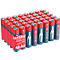 View of batteries: 40 AA batteries, red and blue colors, the inscription 'BATTERY ALKALINE 40xAA'.