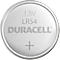 Duracell LR54 button cell, 1.5V. Inscription: Duracell. Positive sign.