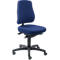 Blue office chair. Backrest and seat padded, black frame, 5 castors.