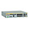 Allied Telesis x230-10GP Netzwerk-Switch in Grau mit acht PoE-Ports und zwei SFP-Anschlüssen vor weißem Hintergrund.