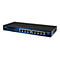 Schwarzer Allnet 8-Port Gigabit Ethernet Switch mit blauem Frontpanel und Status-LEDs auf weißem Grund.