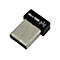 Kleiner schwarzer USB-WLAN-Adapter mit Aufschrift 802.11N und WLAN-Symbol auf weißem Hintergrund.