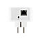 Weißer Powerline-Adapter mit einem Ethernet-Anschluss und einer Pair-Taste vor weißem Hintergrund.