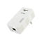 Weißer ALLNET PLC+POE Adapter mit LAN-Anschluss und Status-LEDs auf weißem Grund.