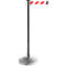 Silver stanchion with red and white striped belt.