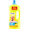 Gelbe Meister Proper Allzweckreiniger Flasche mit XXL Pack Aufschrift und Zitronenabbildung.