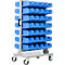 Almacén de piezas pequeñas Schäfer Shop Select, móvil, 4 ruedas, con recipientes visores azules: 70 x LF 221, H 1450 x A 825 x P 550 mm, acero con recubrimiento de polvo, gris