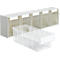Contenedor blanco con cajones transparentes y cajón transparente extraíble. Los cajones están destinados al almacenamiento.