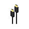 Zwei schwarze HDMI-Kabel mit goldfarbenen Anschlüssen vor weißem Hintergrund.