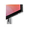 Nahaufnahme der Tasten an der Unterseite eines Monitors mit leuchtender LED.