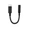 Schwarzer USB-C auf Klinken-Adapter mit geflochtenem Kabel und Alogic-Logo vor weißem Hintergrund.