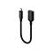 Schwarzes USB-C-auf-USB-A-Adapterkabel mit geflochtener Ummantelung vor weißem Hintergrund.