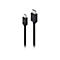 Schwarzes Kabel mit einem USB-C-Stecker links und einem DisplayPort-Stecker rechts vor weißem Hintergrund.