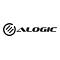 Graues Firmenlogo von Alogic, bestehend aus einem kreisförmigen Symbol mit drei diagonalen Strichen und dem Schriftzug.