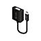 Schwarzer USB-C zu VGA-Adapter von Alogic vor weißem Hintergrund.