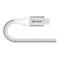 USB-C Stecker mit weißem Textilkabel und silbernem Gehäuse, auf dem das Alogic-Logo gedruckt ist.