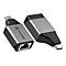 Zwei graue Alogic USB-C-auf-Ethernet-Adapter vor weißem Hintergrund.