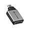 Silberner USB-C auf DisplayPort Adapter von Alogic vor weißem Hintergrund.