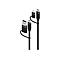 Schwarzes Ladekabel mit mehreren Anschlüssen, darunter USB-A, USB-C und Lightning, vor weißem Hintergrund.
