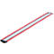 An elongated LED light strip, red border, white stripe in the middle, black ends.
