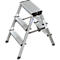 Silver folding stepladder. Three steps and one top platform, with 'KRAUSE' logo.