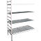 aluminium legbordstelling, aanbouwsectie, met 4 roosterborden van kunststof, H 1950 x B 1000 x D 500 mm
