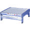 Aluminum platform with a corrugated surface and logo. Inscription: Haca-Interni.