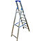 A silver step ladder with blue accents, ready to be set up. The "KRAUSE" logo can be seen on the side.